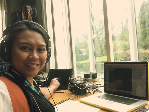 Sharliza making music at Real World Studios